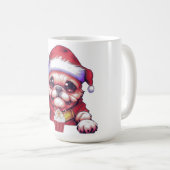 Schattige pugdog met Santa Hat Koffiemok (Voorkant rechts)