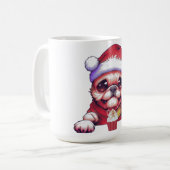 Schattige pugdog met Santa Hat Koffiemok (Voorkant links)