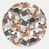 Schattige puggen ronde sticker (Voorkant)