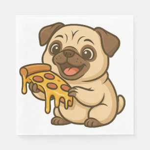 Schattige puggond hondentekening pizza liefhebber servet