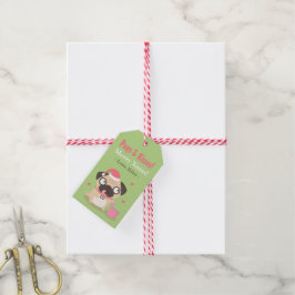 Schattige Pugs en Kusjes Kerst Cadeautags Cadeaulabel