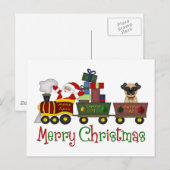 Schattige pugs en Santa in Speelgoed-T - shirts, g Feestdagenkaart (Voorkant / Achterkant)