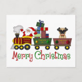 Schattige pugs en Santa in Speelgoed-T - shirts, g Feestdagenkaart (Voorkant)