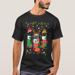 Schattige Pugs Hond Puppies Kerst Soks Xmas T-shirt