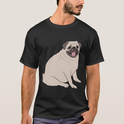 Schattige Pugs hond zit T-shirt (Voorkant)