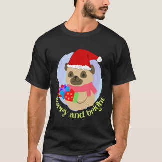 Schattige Pugs Puppy in Kerstmuts kreeg Kerst Gesc T-shirt