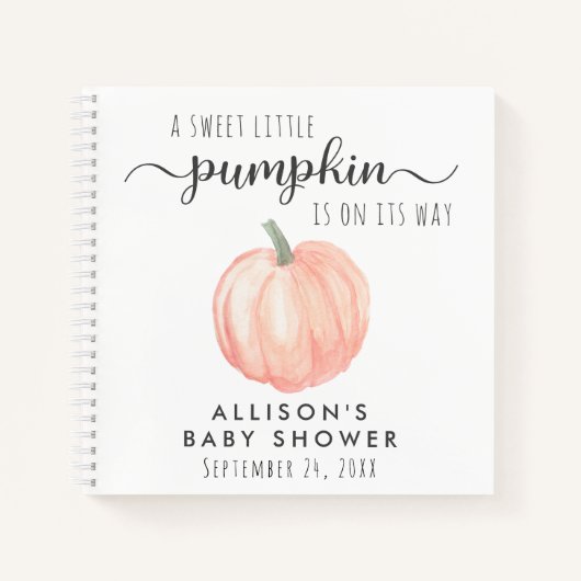Schattige Pumpkin Baby shower Gastenboek Notitieboek (Voorkant)