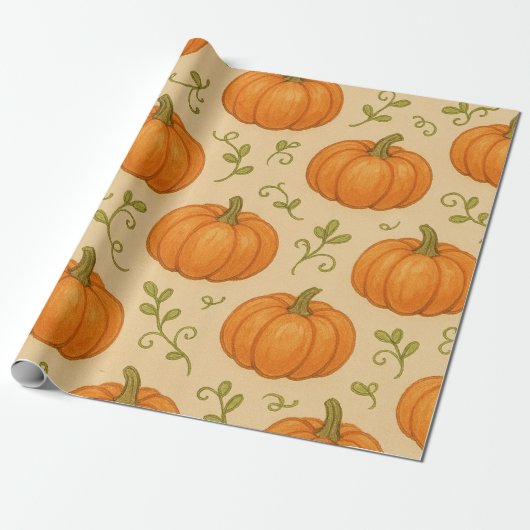 Schattige Pumpkin Pattern Wrapping Paper - Hallowe Cadeaupapier (Uitgerold)