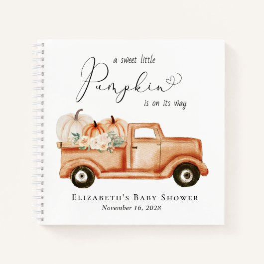 Schattige Pumpkin Waterverf Baby shower Gastenboek Notitieboek (Voorkant)