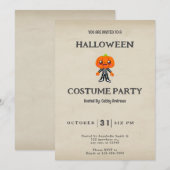 Schattige Pumpkinhead Skeleton  Halloween Kaart (Voorkant / Achterkant)