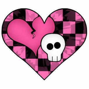 Schattige punk heet roze en zwart hart en schedel fotobeeldje magneet