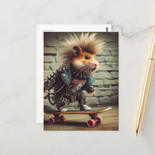 Schattige Punk Rock Skateboarding Hamster Briefkaart