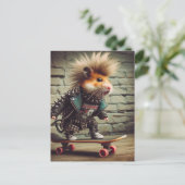 Schattige Punk Rock Skateboarding Hamster Briefkaart (Staand voorkant)