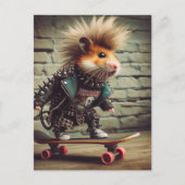 Schattige Punk Rock Skateboarding Hamster Briefkaart (Voorkant)