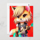 Schattige Punk rockvos Briefkaart (Voorkant / Achterkant)
