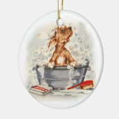 Schattige pup in bad keramisch ornament (Links)