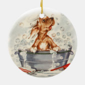 Schattige pup in bad keramisch ornament (Achterkant)