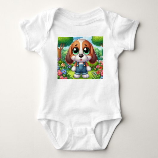 Schattige Pup In Overall Romper (Voorkant)