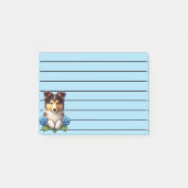 Schattige pup met blauwe bloemen post-it® notes (Voorkant)