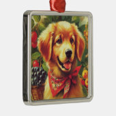 Schattige  Puppie Portret Metalen Ornament (Rechts)