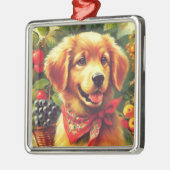 Schattige  Puppie Portret Metalen Ornament (Links)