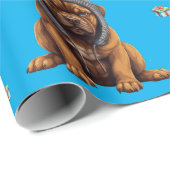 Schattige Puppies 1 kerstvakantie op Blue Cadeaupapier (Rol Hoek)