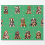 Schattige Puppies 1 kerstvakantie op Groen Cadeaupapier<br><div class="desc">Schattigee puppies op vakantieinpakpapier zullen iedereen vermaken en verrukken die je het cadeau geeft! Schattig, kwaliteit inpakpapier zal uw favoriet zijn. Prettige feestdagen Zoek naar al onze vakantie puppy producten in onze Collecties, Hondenras Ornamenten, en Vakantie Wraps en Accessoires. Bovendien helpen alle producten met een dierthema die worden verkocht in...</div>