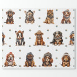 Schattige Puppies 1 kerstvakantie op wit Cadeaupapier<br><div class="desc">Schattigee puppies op vakantieinpakpapier zullen iedereen vermaken en verrukken die je het cadeau geeft! Schattig, kwaliteit inpakpapier zal uw favoriet zijn. Prettige feestdagen Zoek naar al onze vakantie puppy producten in onze Collecties, Hondenras Ornamenten, en Vakantie Wraps en Accessoires. Bovendien helpen alle producten met een dierthema die worden verkocht in...</div>