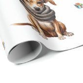 Schattige Puppies 6 Kerstvakantie op Wit Cadeaupapier (Rol Hoek)