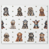 Schattige Puppies 8 kerstvakantie op wit Cadeaupapier (Vlak)