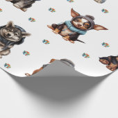 Schattige Puppies 8 kerstvakantie op wit Cadeaupapier (Hoek)