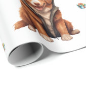 Schattige Puppies 8 kerstvakantie op wit Cadeaupapier (Rol Hoek)