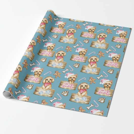 Schattige Puppies Cadeaupapier (Uitgerold)
