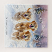 Schattige Puppies In Sneeuw Aangepaste Tekst Prett Legpuzzel (Horizontaal)