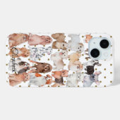 Schattige Puppies Polka Dots-gepersonaliseerd Case-Mate iPhone Case (Achterkant (horizontaal))