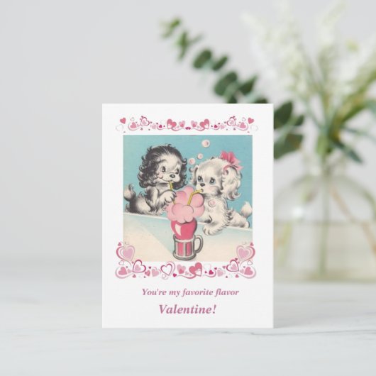 Schattige Puppies Share Float Valelntine Briefkaart (Staand voorkant)