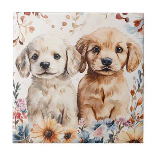 Schattige Puppies Tegeltje (Voorkant)