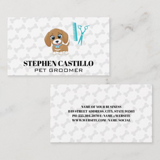 Schattige Puppies | Verzorgingsgereedschap Visitekaartje (Voorkant / Achterkant)