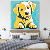Schattige Puppy Art Design Canvas Afdruk (Insitu (Slaapkamer))