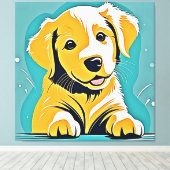 Schattige Puppy Art Design Canvas Afdruk (Insitu (Houten vloer))