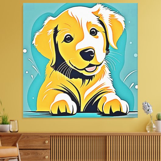 Schattige Puppy Art Design Canvas Afdruk (Insitu (Woonkamer))