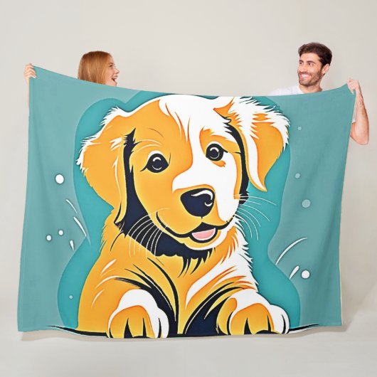 Schattige Puppy Art Design Fleece Deken (In situ)