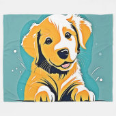 Schattige Puppy Art Design Fleece Deken (Voorkant (Horizontaal))