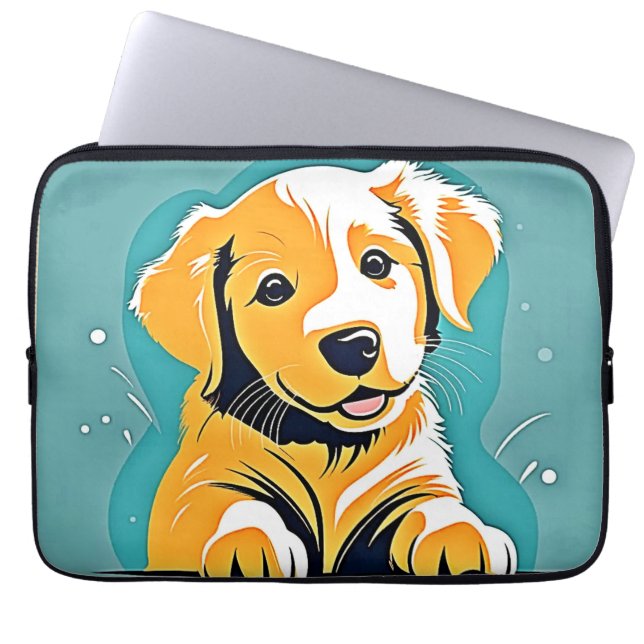 Schattige Puppy Art Design Laptop Sleeve (Voorkant)