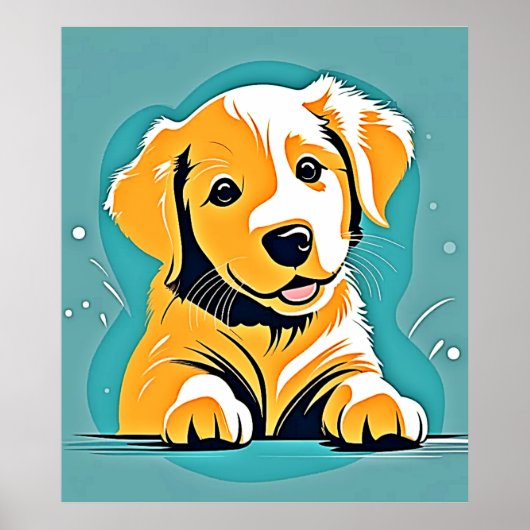 Schattige Puppy Art Design Poster (Voorkant)