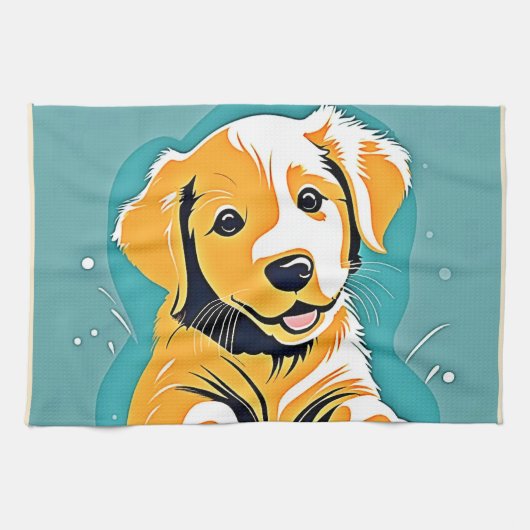 Schattige Puppy Art Design Theedoek (Horizontaal)