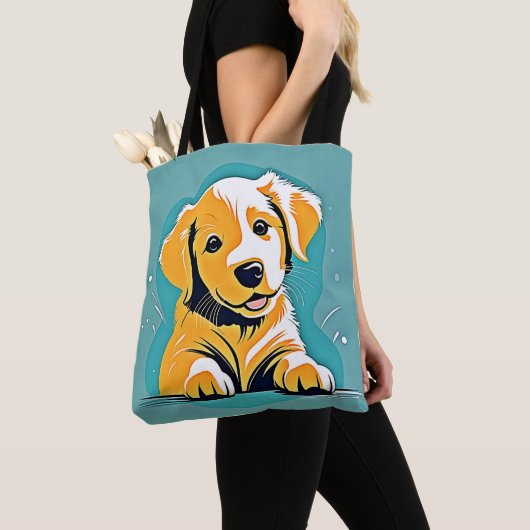 Schattige Puppy Art Design Tote Bag (Dichtbij)