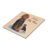 schattige puppy beagle die mum dog met slogan opsl tegeltje (Zijkant)