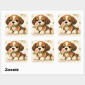 Schattige Puppy Bloem Vlinder Sticker – Whimsical (Vel)