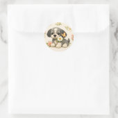 Schattige Puppy Bloem Vlinder Sticker – Whimsisch (Tas)